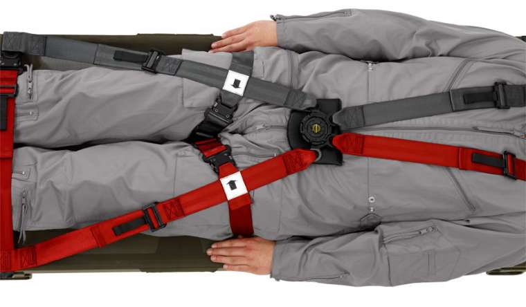 Multi point harness for field stretchers
